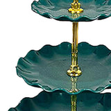 Nordic Style 3 Layer Fruit Plate Tray Plastic 3 Tier Cake Stand Holiday Party Dessert Tray Dark Green - Low Angle