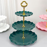 Nordic Style 3 Layer Fruit Plate Tray Plastic 3 Tier Cake Stand Holiday Party Dessert Tray Dark Green - Extra Image