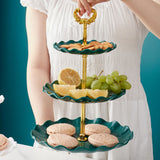 Nordic Style 3 Layer Fruit Plate Tray Plastic 3 Tier Cake Stand Holiday Party Dessert Tray Dark Green - Extra Image
