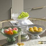 Plastic Footed Fruit Plate with Draining Hole Detachable Base Household Living Room Coffee Table Fruit Candy Snack Display Plate Transparent - Extra Image