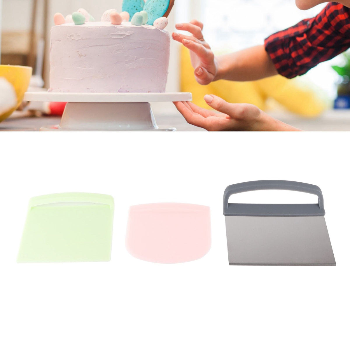 3pcs Dough Scraper Multipurpose Food Grade Safe Dough Cutter for Dough Cake Bread
