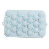 25 Grid Ice Cube Tray Easy Release Silicone Ice Ball Maker Mold Mini Round Ice Sphere Tray with Lid Blue - Side View
