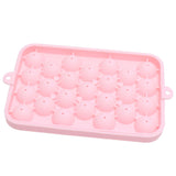25 Grid Ice Cube Tray Easy Release Silicone Ice Ball Maker Mold Mini Round Ice Sphere Tray with Lid Pink - Front View