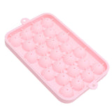 25 Grid Ice Cube Tray Easy Release Silicone Ice Ball Maker Mold Mini Round Ice Sphere Tray with Lid Pink - Side View