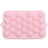 25 Grid Ice Cube Tray Easy Release Silicone Ice Ball Maker Mold Mini Round Ice Sphere Tray with Lid Pink - 45-Degree Angle