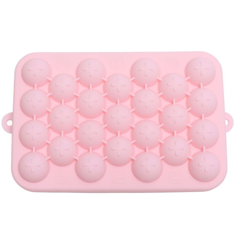 25 Grid Ice Cube Tray Easy Release Silicone Ice Ball Maker Mold Mini Round Ice Sphere Tray with Lid Pink