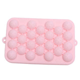 25 Grid Ice Cube Tray Easy Release Silicone Ice Ball Maker Mold Mini Round Ice Sphere Tray with Lid Pink - Rear View