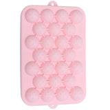 25 Grid Ice Cube Tray Easy Release Silicone Ice Ball Maker Mold Mini Round Ice Sphere Tray with Lid Pink - Close-Up Angle