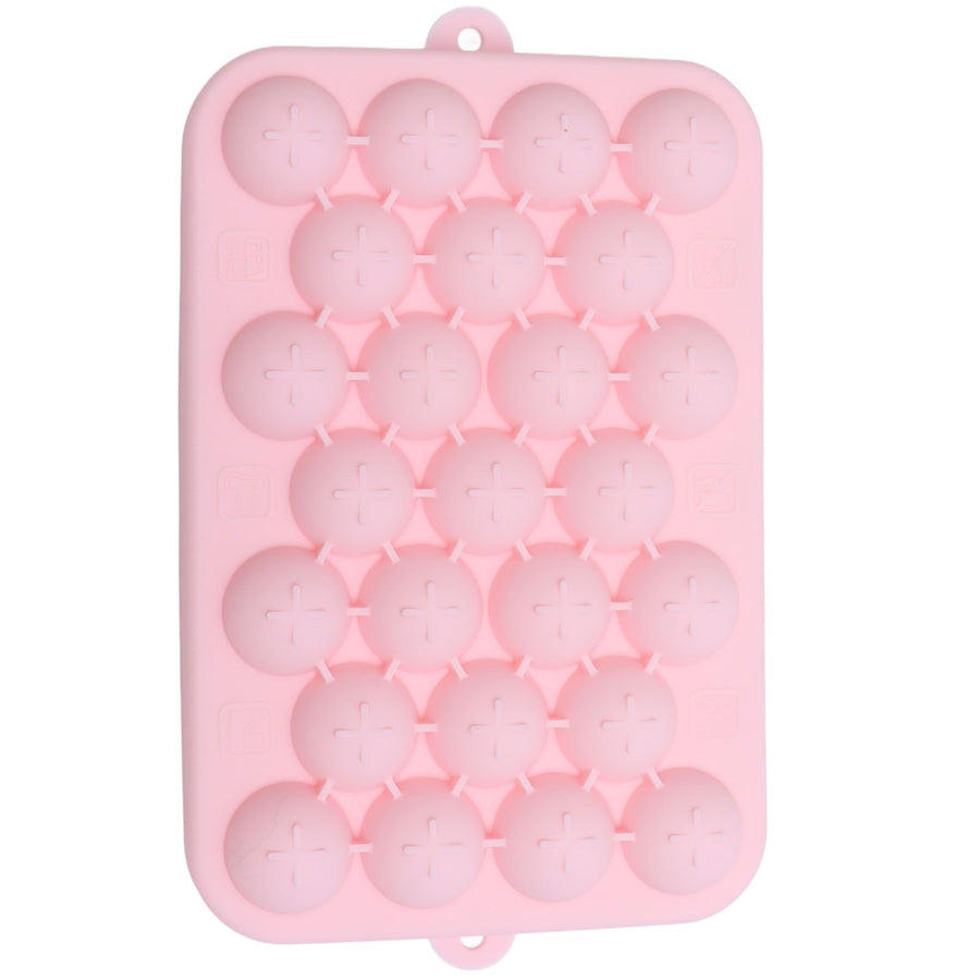 25 Grid Ice Cube Tray Easy Release Silicone Ice Ball Maker Mold Mini Round Ice Sphere Tray with Lid Pink