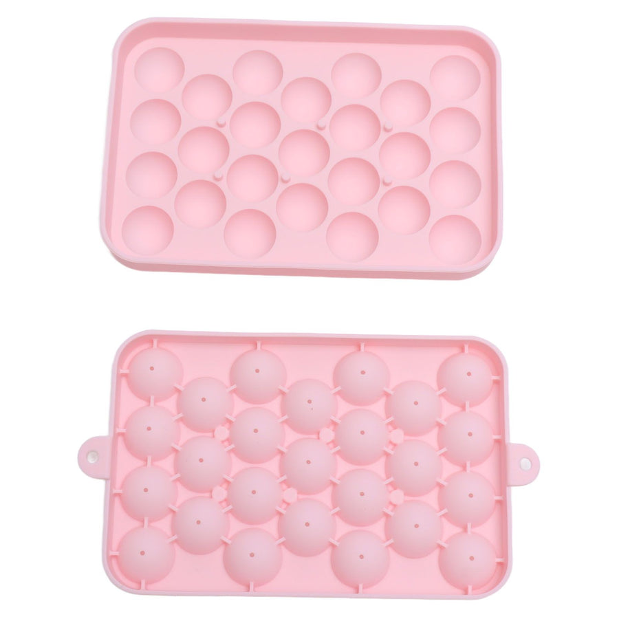 25 Grid Ice Cube Tray Easy Release Silicone Ice Ball Maker Mold Mini Round Ice Sphere Tray with Lid Pink