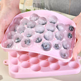 25 Grid Ice Cube Tray Easy Release Silicone Ice Ball Maker Mold Mini Round Ice Sphere Tray with Lid Pink - Extra Image