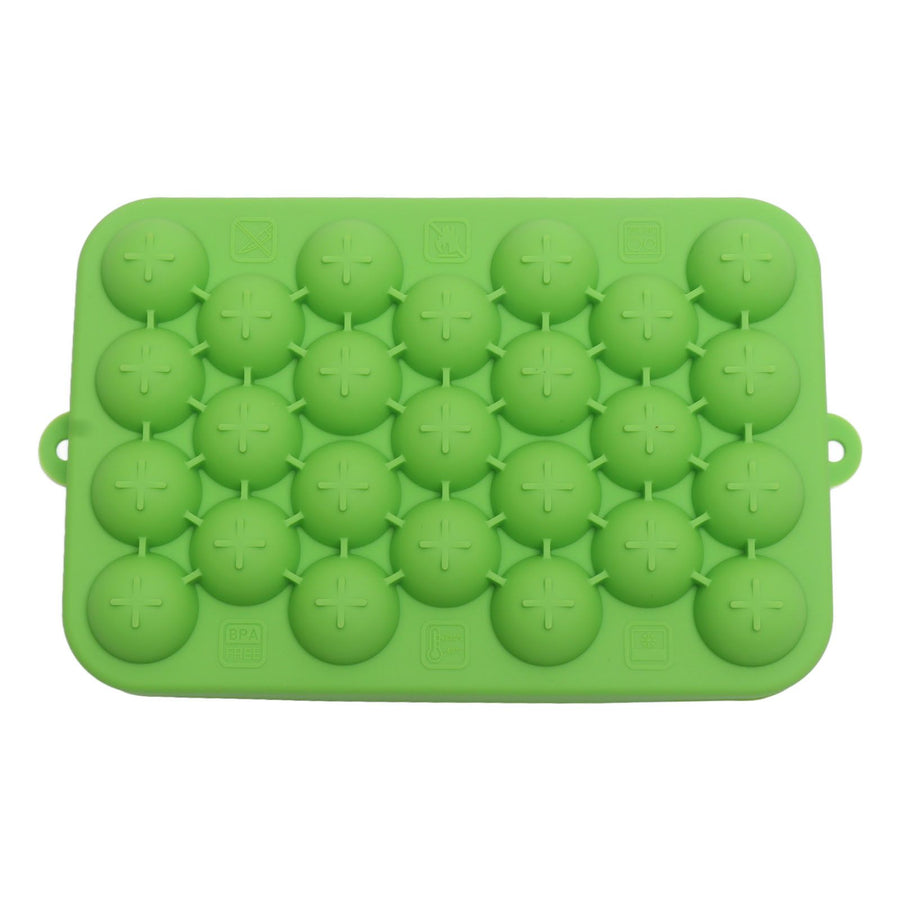 25 Grid Ice Cube Tray Easy Release Silicone Ice Ball Maker Mold Mini Round Ice Sphere Tray with Lid Green