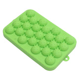 25 Grid Ice Cube Tray Easy Release Silicone Ice Ball Maker Mold Mini Round Ice Sphere Tray with Lid Green
