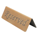 Reservation Sign Antique Bronze Stainless Steel English Reserved Seat Sign Notice Board - Front View