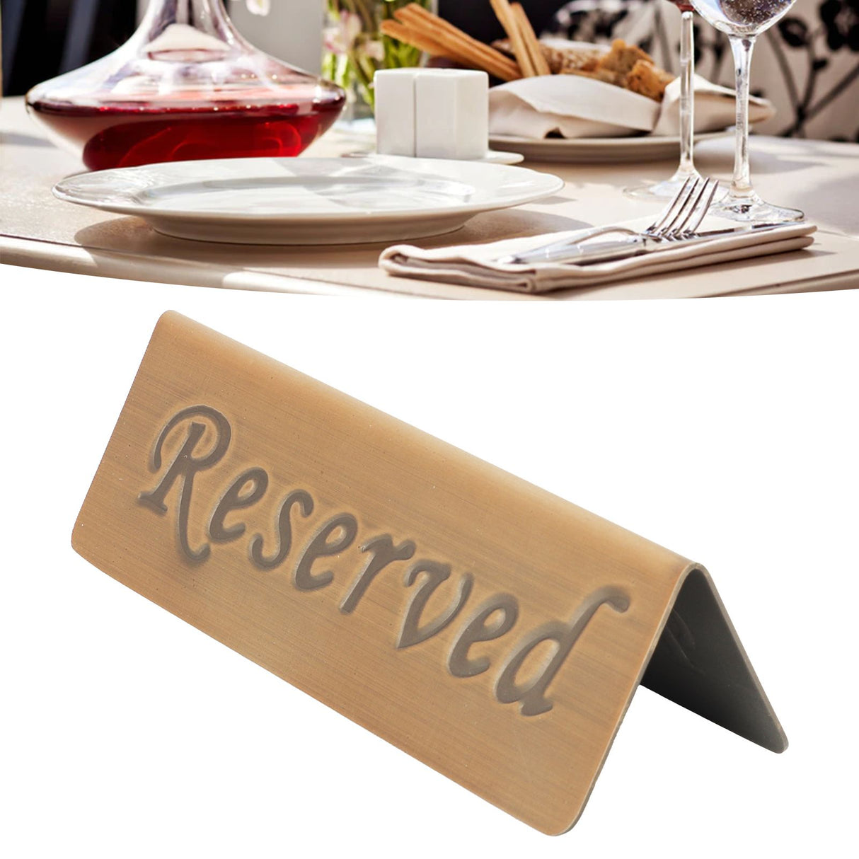 Reservation Sign Antique Bronze Stainless Steel English Reserved Seat Sign Notice Board