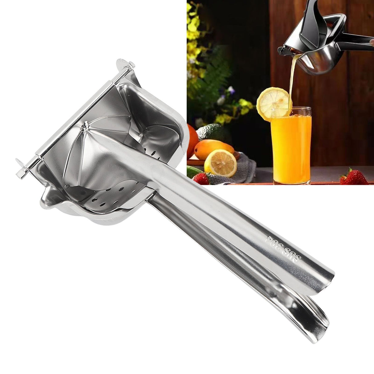 Hand Juicer 304 Stainless Steel Ergonomic Detachable Effort Saving Citrus Juicer for Home Kitchen Office