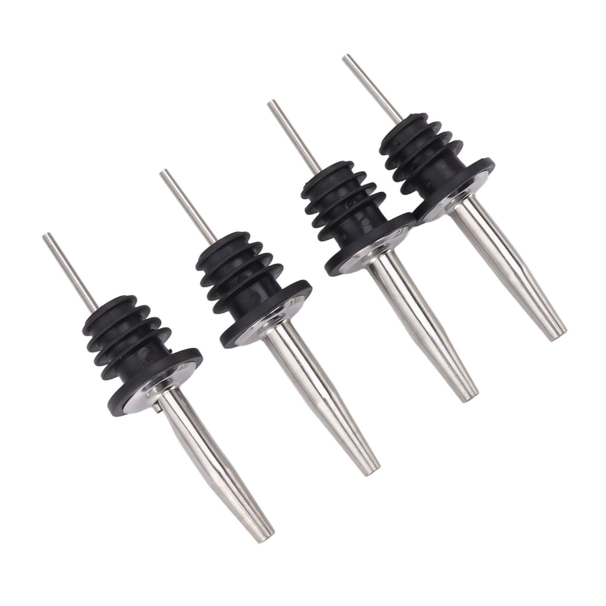 24pcs Stainless Steel Bottle Pourers with Black Plastic Cover Conical Design Rust Protection Liquor Pour Spout for Bar