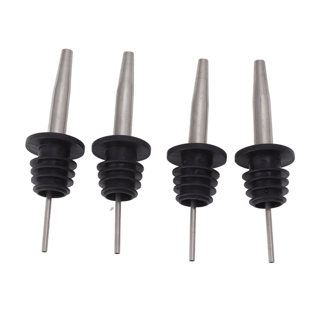 24pcs Stainless Steel Bottle Pourers with Black Plastic Cover Conical Design Rust Protection Liquor Pour Spout for Bar