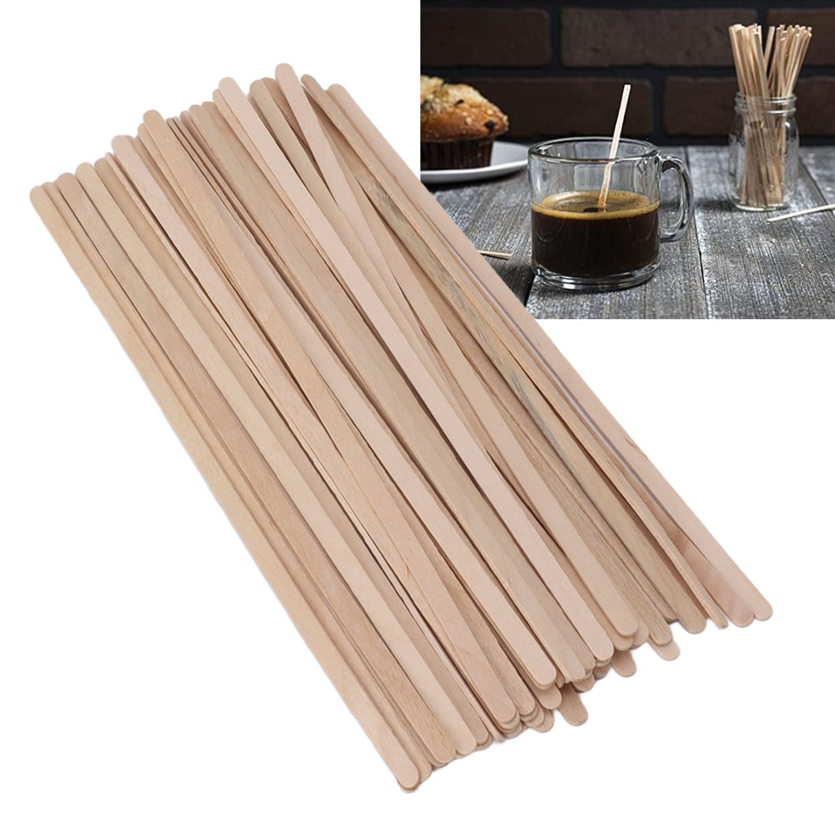 500Pcs Coffee Stirrers 7.5in Birchwood Biodegradable Eco Friendly Convenient Wooden Stir Sticks for Restaurants