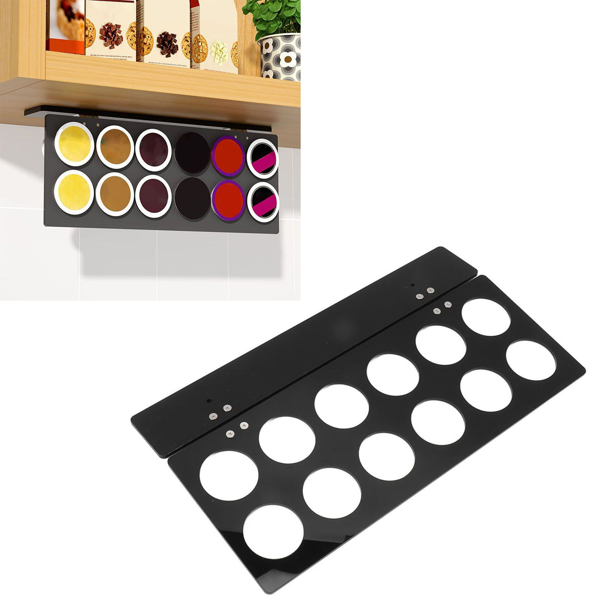 Wall Mounted Coffee Pod Holder Space Saving Under Counter Cabinet Coffee Pod Holder Black