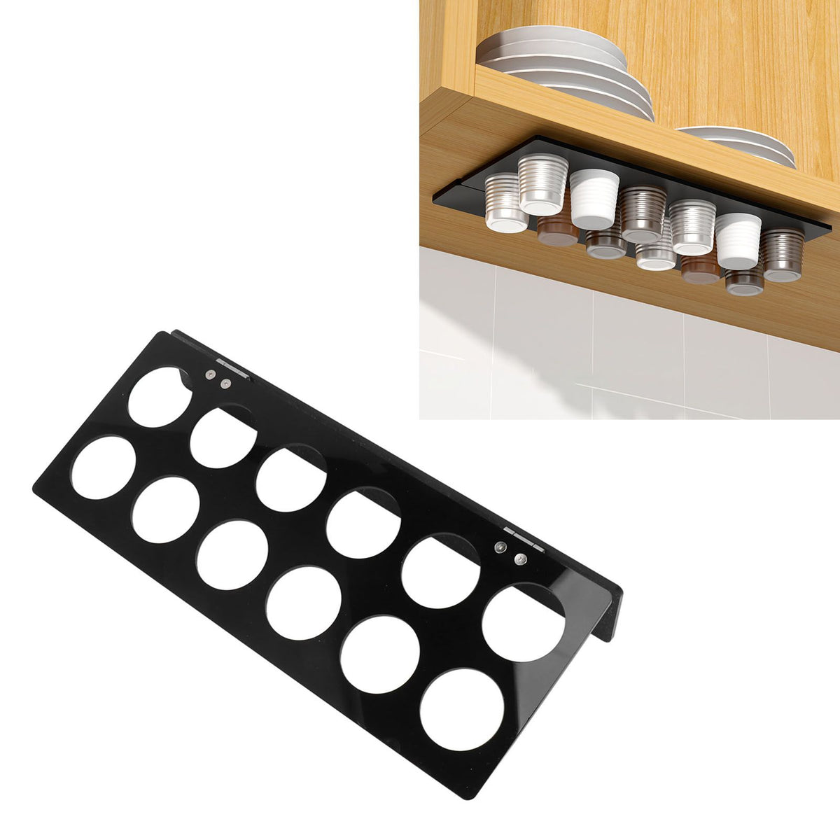 Wall Mounted Coffee Pod Holder Space Saving Under Counter Cabinet Coffee Pod Holder Black