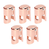 5Pcs Champagne Bottle Stopper Stainless Steel Champagne Sealer Plug Reusable Wine Saver for Wine Bottles Sparkling Bottles Rose Gold - Side View