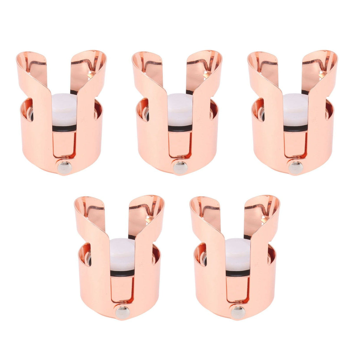 5Pcs Champagne Bottle Stopper Stainless Steel Champagne Sealer Plug Reusable Wine Saver for Wine Bottles Sparkling Bottles Rose Gold