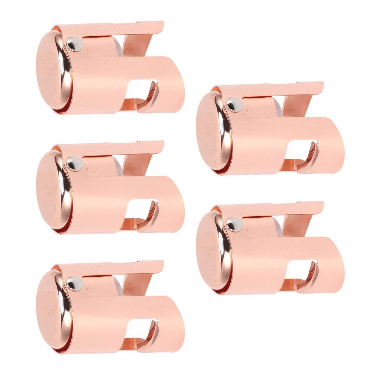 5Pcs Champagne Bottle Stopper Stainless Steel Champagne Sealer Plug Reusable Wine Saver for Wine Bottles Sparkling Bottles Rose Gold