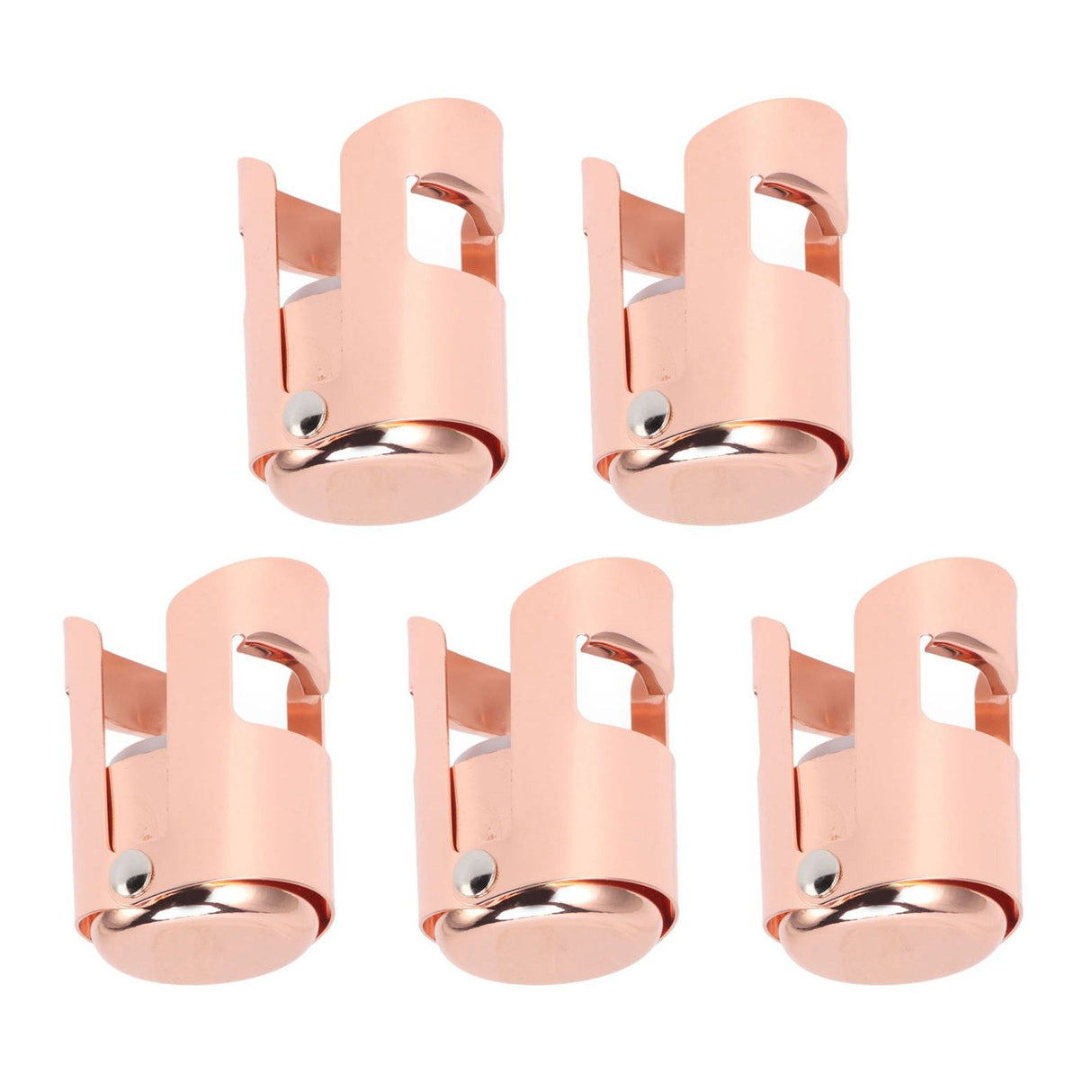 5Pcs Champagne Bottle Stopper Stainless Steel Champagne Sealer Plug Reusable Wine Saver for Wine Bottles Sparkling Bottles Rose Gold