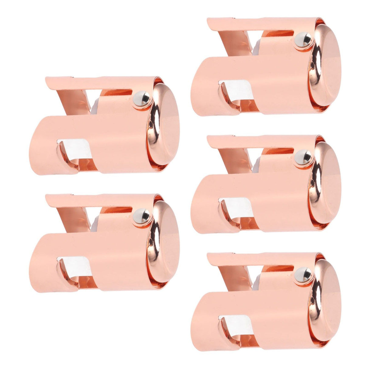 5Pcs Champagne Bottle Stopper Stainless Steel Champagne Sealer Plug Reusable Wine Saver for Wine Bottles Sparkling Bottles Rose Gold