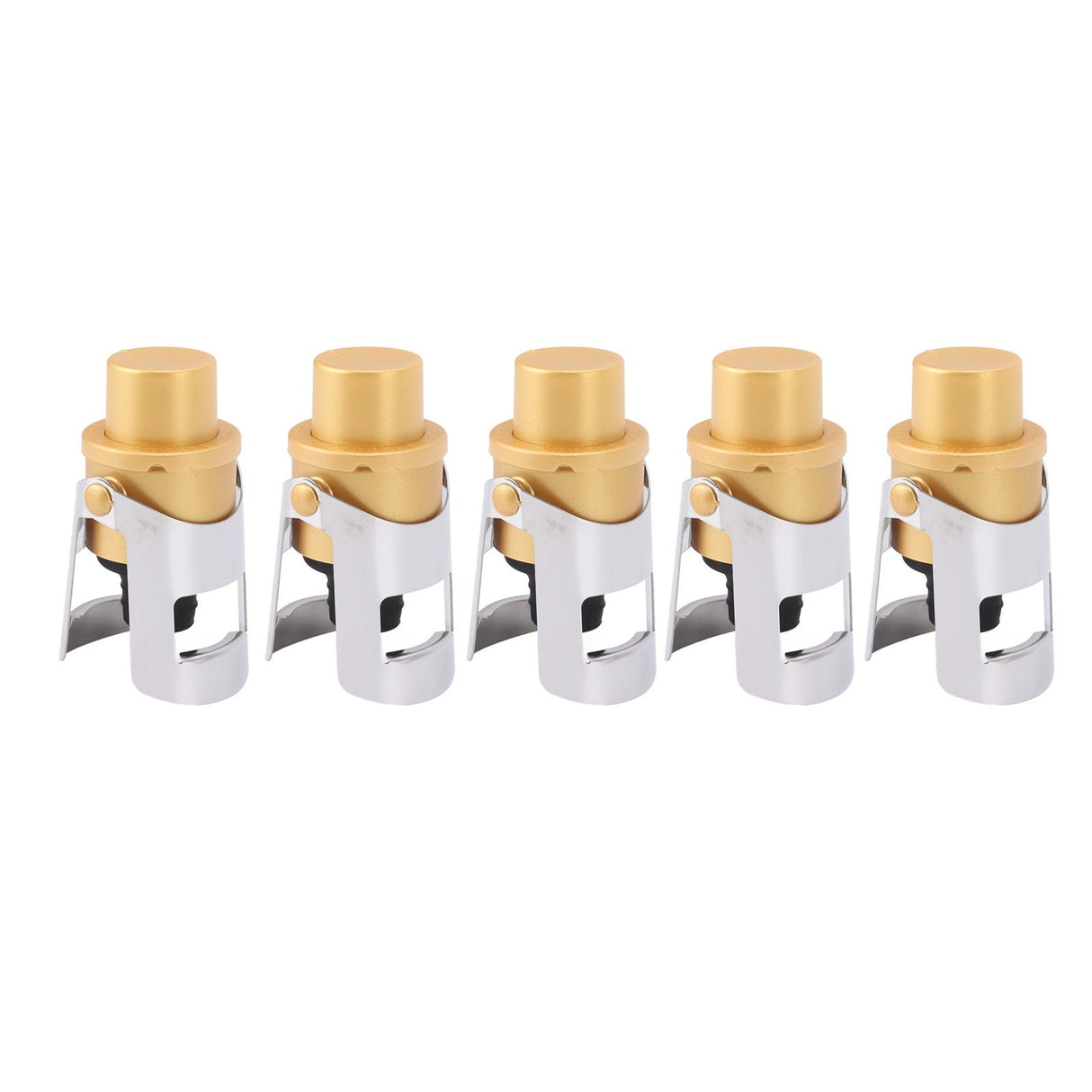 5 Packs Golden Champagne Stopper Stainless Steel Resuable Bottle Sealer Champagne Saver Plug