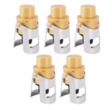 5 Packs Golden Champagne Stopper Stainless Steel Resuable Bottle Sealer Champagne Saver Plug - Low Angle