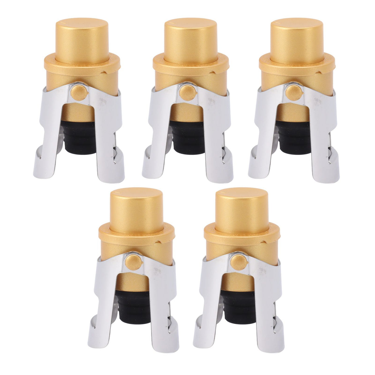 5 Packs Golden Champagne Stopper Stainless Steel Resuable Bottle Sealer Champagne Saver Plug