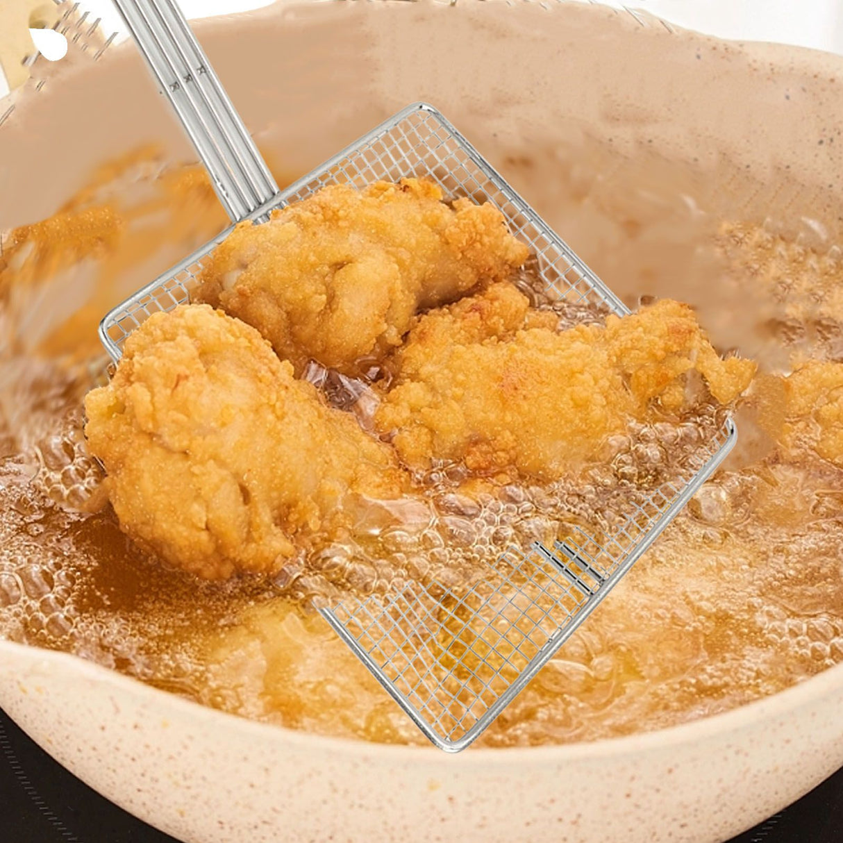 Stainless Steel Square Strainer Skimmer Ladle for Cooking Frying Kitchen Gadgets Mesh Strainer Pasta Strainer Spoon Coarse Mesh