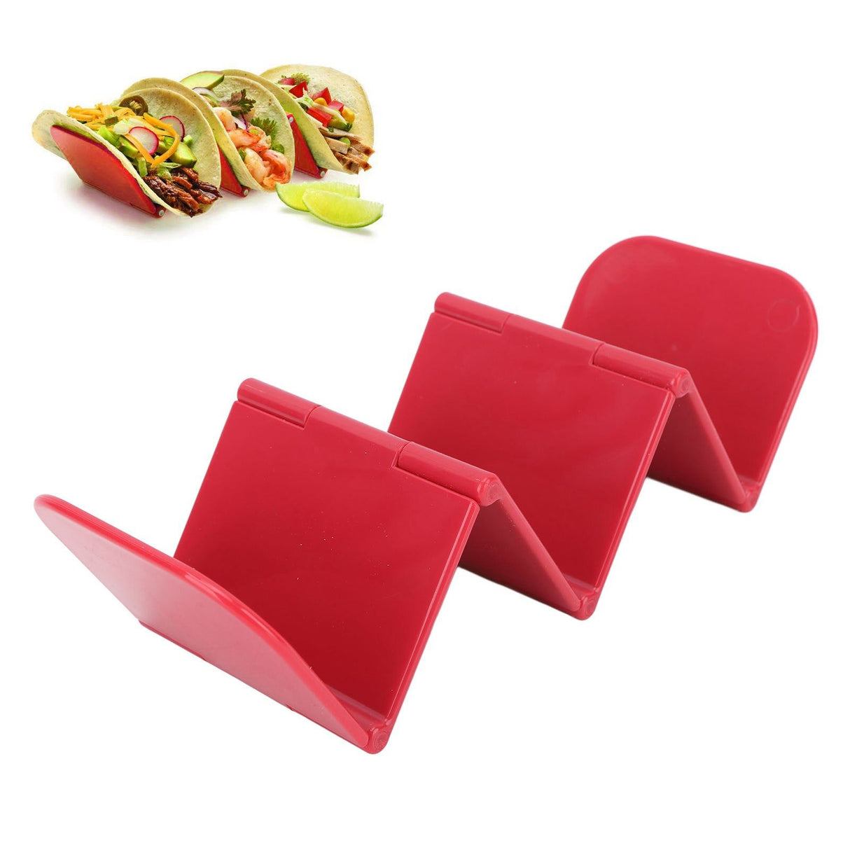 Taco Holder Stand Dishwasher Microwave Safe Stable Taco Rack Tray for Restaurant Kitchen Party Red