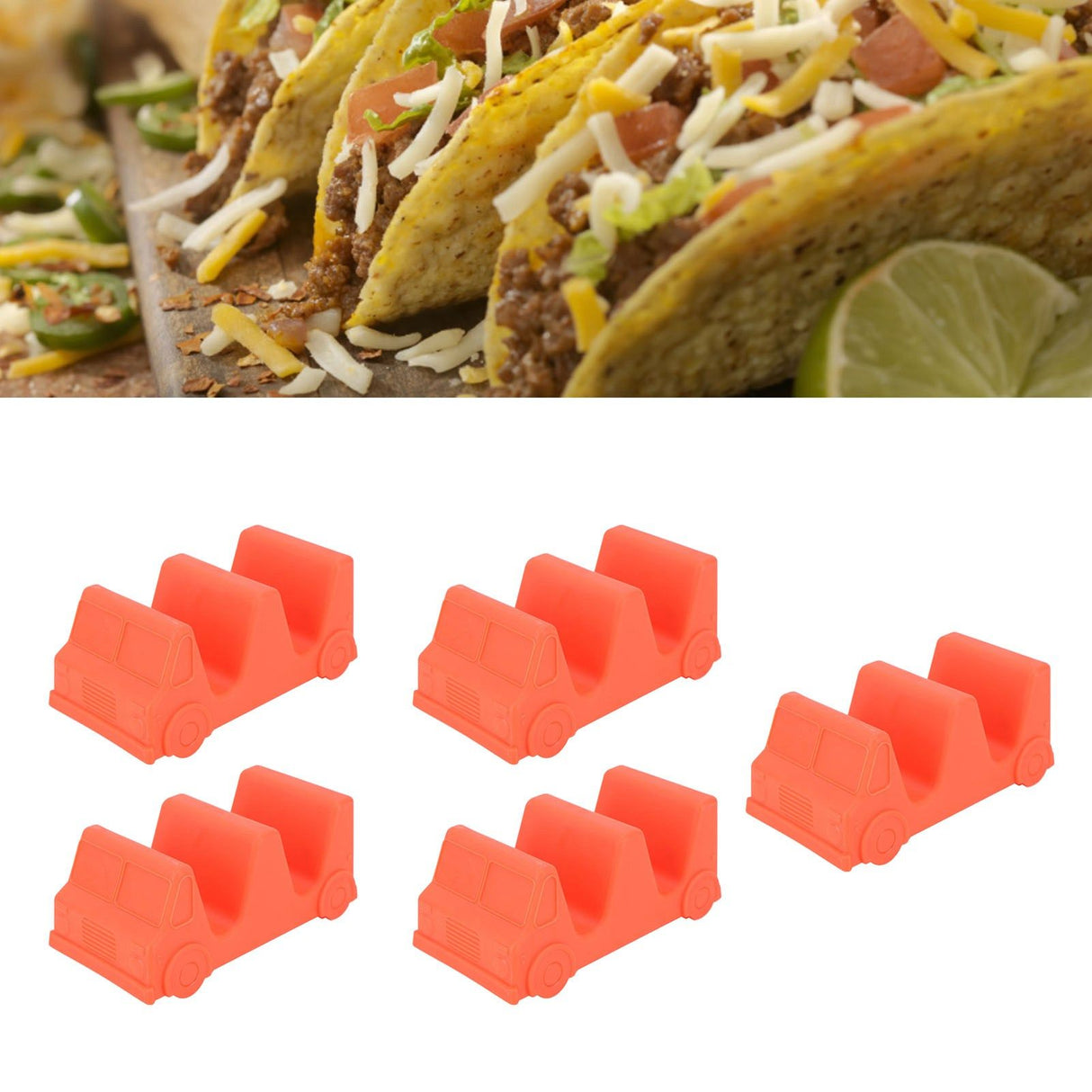 5PCS Taco Holder Stands Set Small Car Shape Wave Shape Taco Tray for Kitchen Restaurant Orange