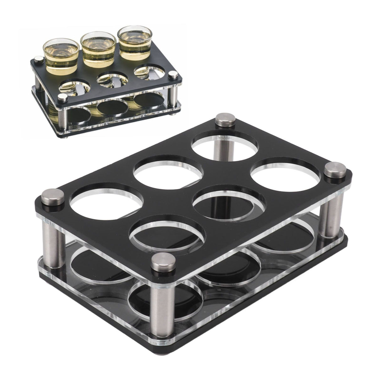 Wine Bottle Display Holder Acrylic Impact Resistant Decorative Wine Bottle Rack for Home Bar 2X3 6 Head Combination Cup Holder