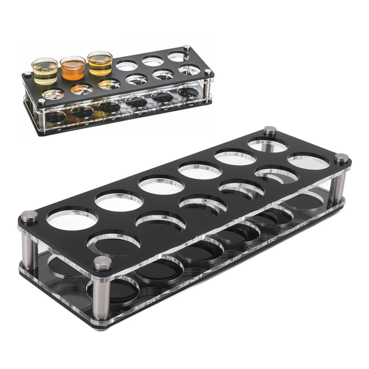 Wine Bottle Display Holder Acrylic Impact Resistant Decorative Wine Bottle Rack for Home Bar 2X6 12 Head Combination Cup Holder