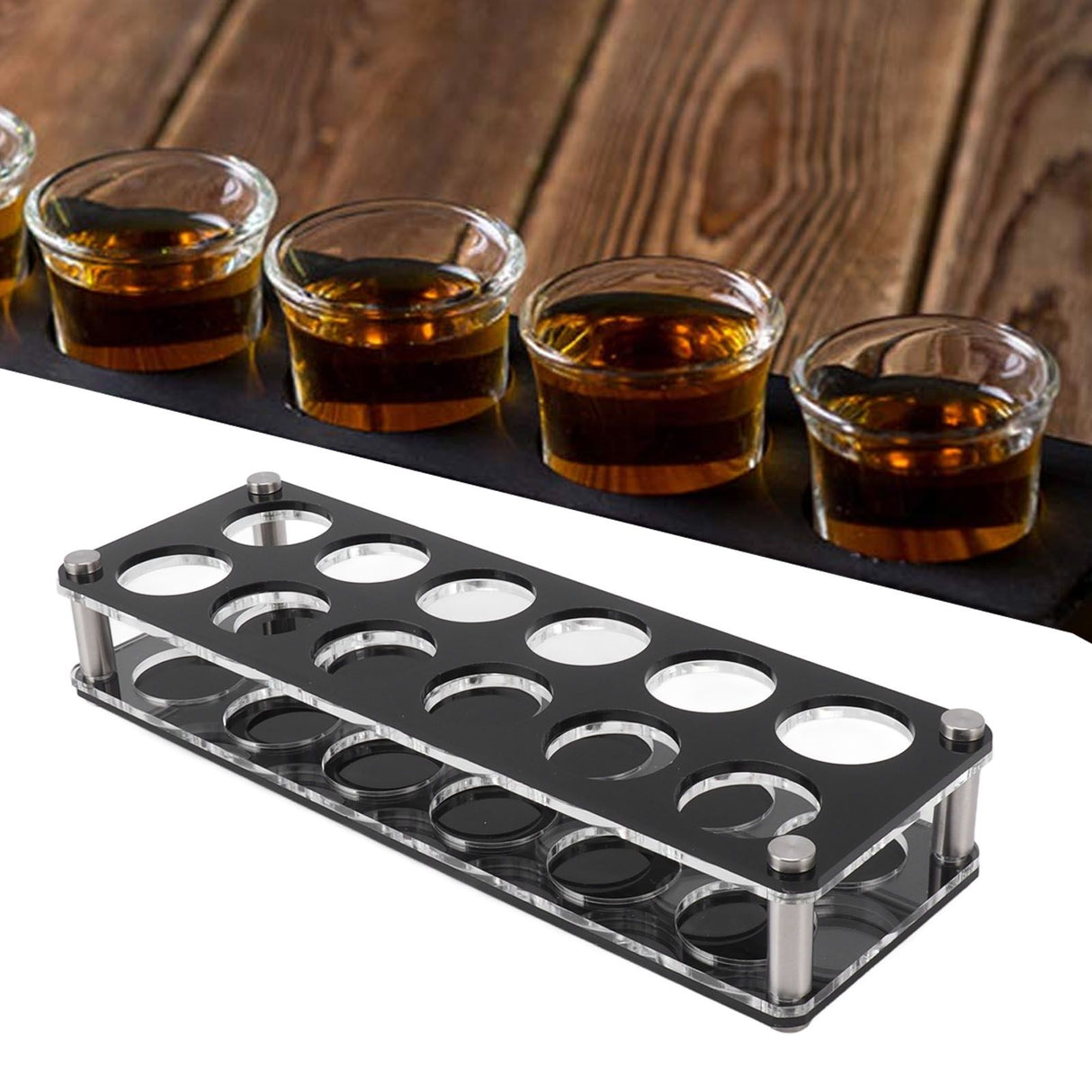 Wine Bottle Display Holder Acrylic Impact Resistant Decorative Wine Bottle Rack for Home Bar 2X6 12 Head Combination Cup Holder