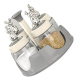 Rotating Spice Rack Salt Shaker with Lid Glass Flavoring Bottle for Kitchen Restaurant Home Gray - Extra Image