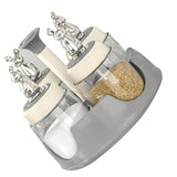 Rotating Spice Rack Salt Shaker with Lid Glass Flavoring Bottle for Kitchen Restaurant Home Gray
