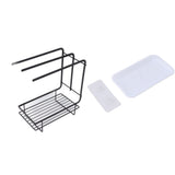 Sponge Holder with Drain Pan Quick Drying Hollow Bottom Rustproof Dishcloth Drying Rack for Kitchen Bathroom Sink Black