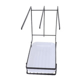 Sponge Holder with Drain Pan Quick Drying Hollow Bottom Rustproof Dishcloth Drying Rack for Kitchen Bathroom Sink Black