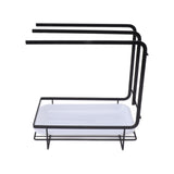 Sponge Holder with Drain Pan Quick Drying Hollow Bottom Rustproof Dishcloth Drying Rack for Kitchen Bathroom Sink Black