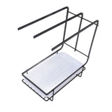 Sponge Holder with Drain Pan Quick Drying Hollow Bottom Rustproof Dishcloth Drying Rack for Kitchen Bathroom Sink Black