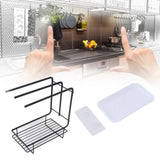 Sponge Holder with Drain Pan Quick Drying Hollow Bottom Rustproof Dishcloth Drying Rack for Kitchen Bathroom Sink Black