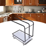 Sponge Holder with Drain Pan Quick Drying Hollow Bottom Rustproof Dishcloth Drying Rack for Kitchen Bathroom Sink Black - Extra Image
