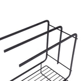 Sponge Holder with Drain Pan Quick Drying Hollow Bottom Rustproof Dishcloth Drying Rack for Kitchen Bathroom Sink Black
