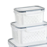 3pcs Drain Storage Basket Box Transparent Leakproof Food Storage Containers with Removable Colander for Fridge - Extra Image