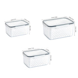 3pcs Drain Storage Basket Box Transparent Leakproof Food Storage Containers with Removable Colander for Fridge